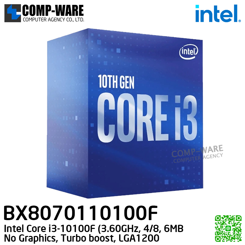 CPU BX8070110100F Intel Core i3-10100F (3.60GHz, 4C/8T, 6MB, No Graphics, Turbo boost, LGA1200) - 3Y Warranty