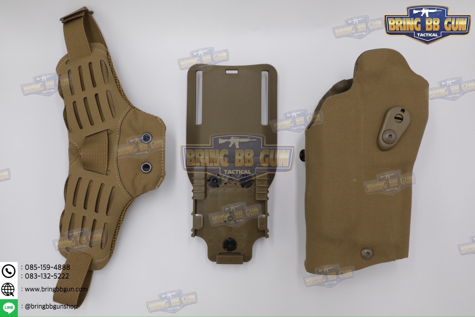 ซองปืน 6354DO Ver. 2 (ซอง6354+สายรัดต้นขาแบบนวม) ซองปืนพกนอกปลดนิ้วโป้ง + ช่องไฟฉาย (ซองปืน 6354DO) (6354 DO) (Glock 17/18/19 + X300) (P320 + X300)