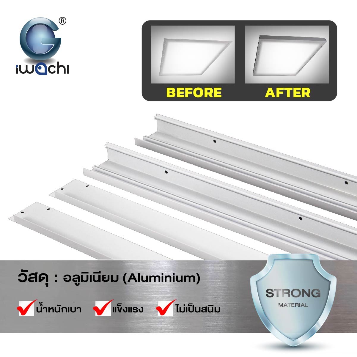 กรอบโคมเสริม LED PANEL 60x120cm แบบติดลอย