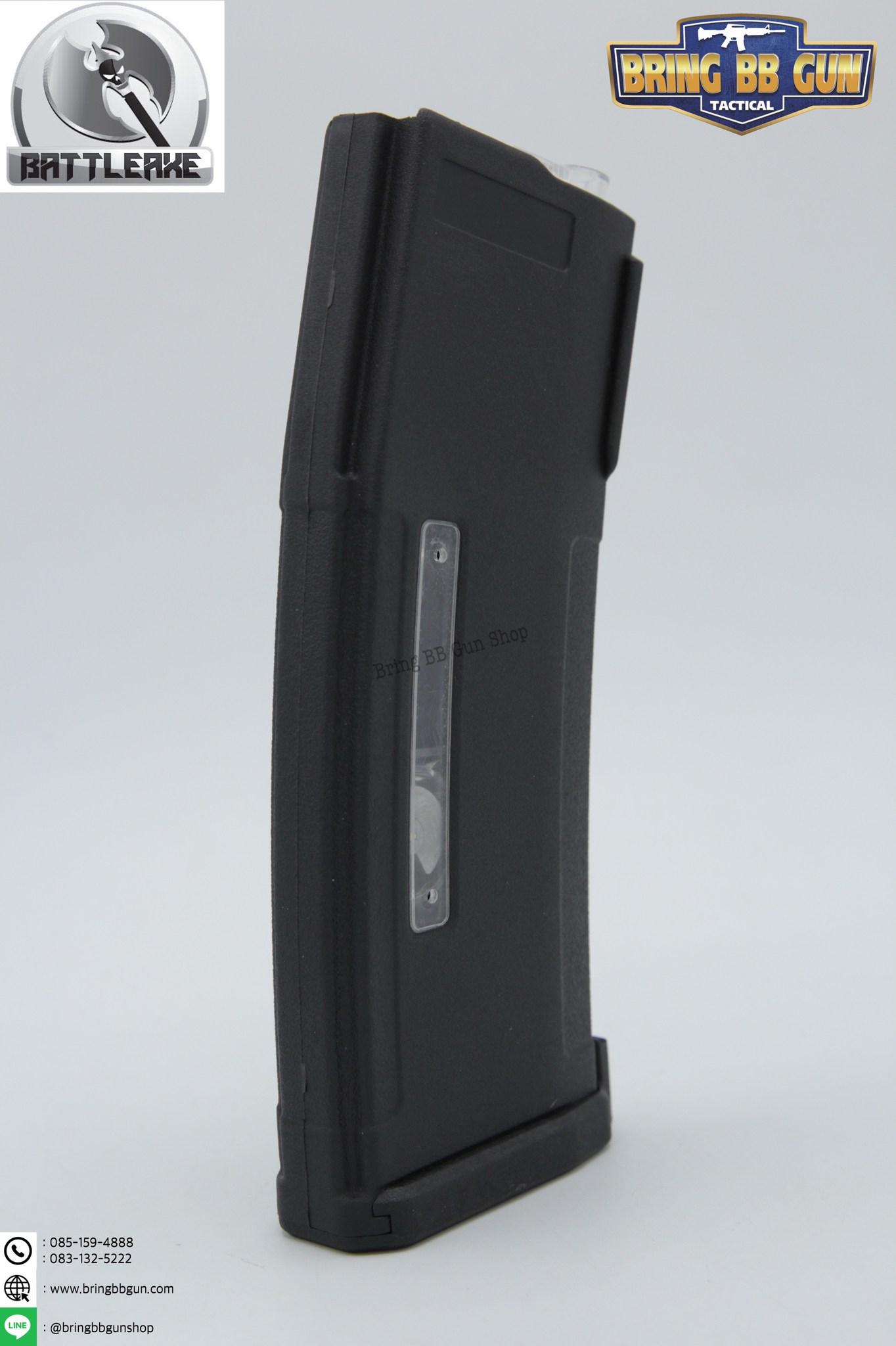 แม็กกาซีน M4 ยี่ห้อ Battle Axe แบบปั่น มี4ทรงให้เลือก ทรง P-mag(P-mag Hi-cap magazine) ทรง EPM(EPM Hi-cap magazine) ทรง 002(002 Hi-cap magazine) ทรง IMI Lancer(IMI Lancer Hi-cap magazine)