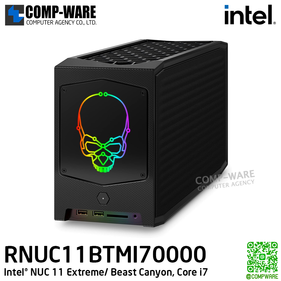 Intel NUC Beast Canyon, Intel NUC 11 Extreme , Core i7, without power cord, single pack / 3Y Warranty / เครื่องเปล่า ไม่รวมสายต่อ - RNUC11BTMI70000,99A8VJ