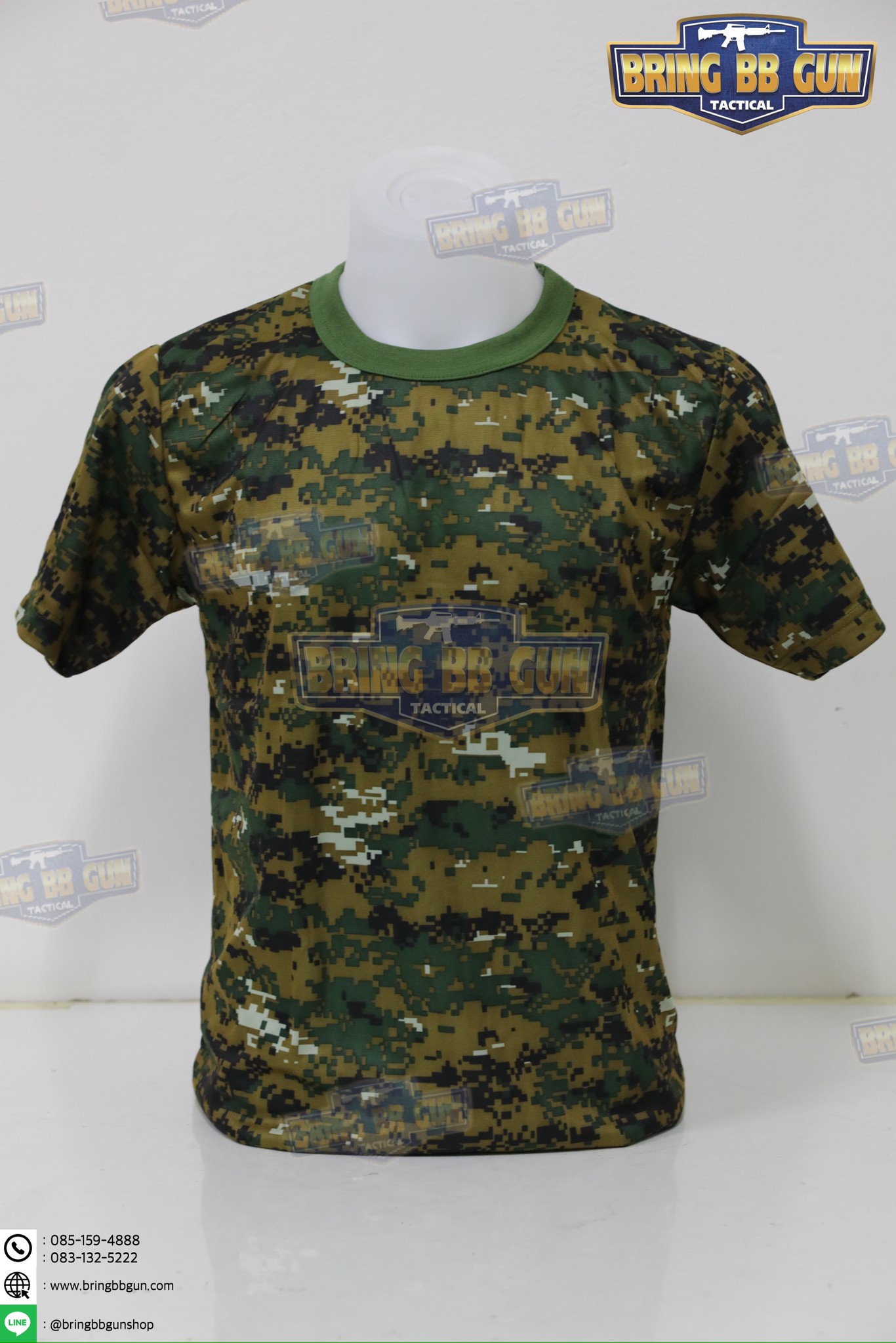 เสื้อยืดคอกลมลายพราง พิมพ์ลาย3D ผ้า TC