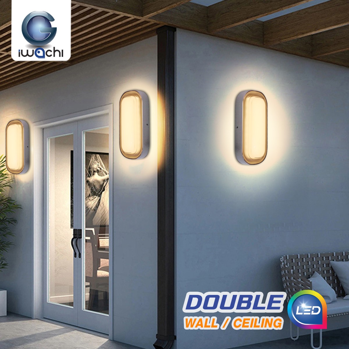 คมติดเพดาน/ติดผนังกันน้ำ ทรงเหลี่ยม ขอบดำ