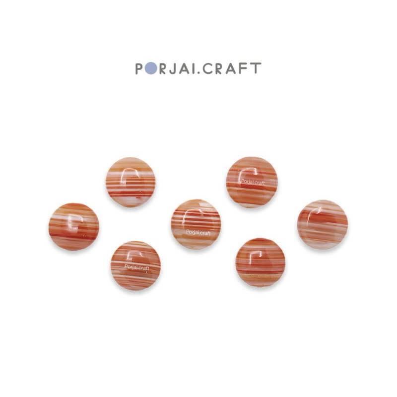 Orange Tibetan Agate Round Flat Beads Heat-treated ลูกปัดออเรนจ์ทิเบตอาเกต 11mm