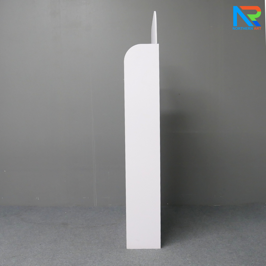 ชั้นวางสินค้าพลาสวูด 4 ชั้น ขนาด (W)60 x (D)20 x (H)140 ซม. พร้อมงานพิมพ์สติ๊กเกอร์ พลาสวูดหนา 8 มม.