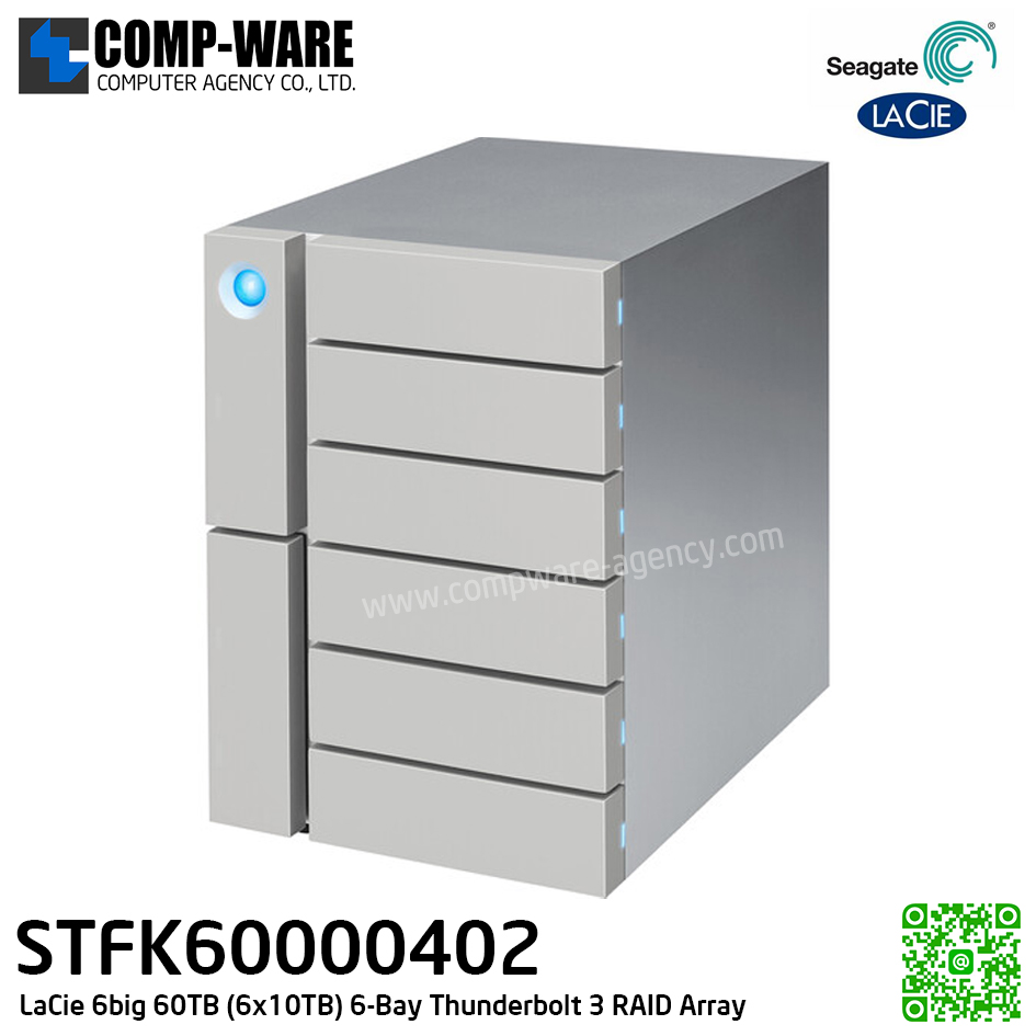 Seagate LaCie 6big 60TB 6-Bay Thunderbolt 3 RAID Array (6 x 10TB) STFK60000402 (New) รับประกัน 3 ปี // ขั้นต่ำในการสั่ง MOQ = 1