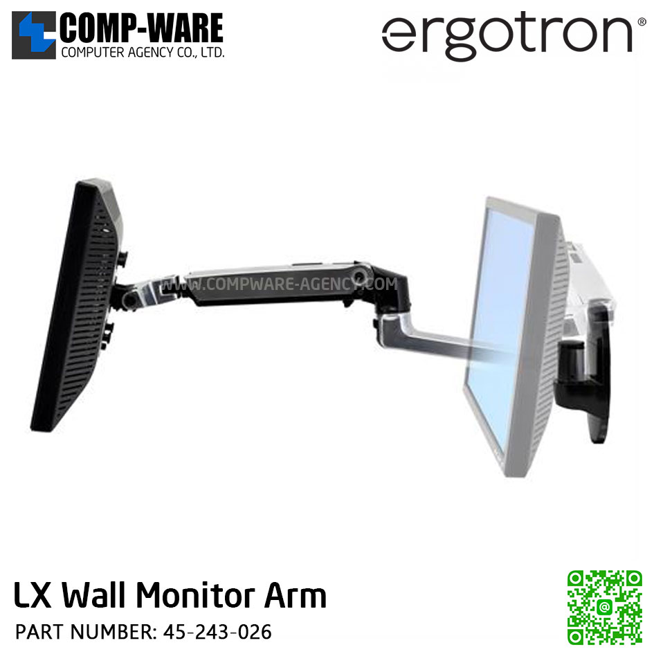 Ergotron LX Wall Monitor Arm ,Monitor Mount (COLOR: POLISHED ALUMINUM) EGT-45-243-026 (10Y Warranty)