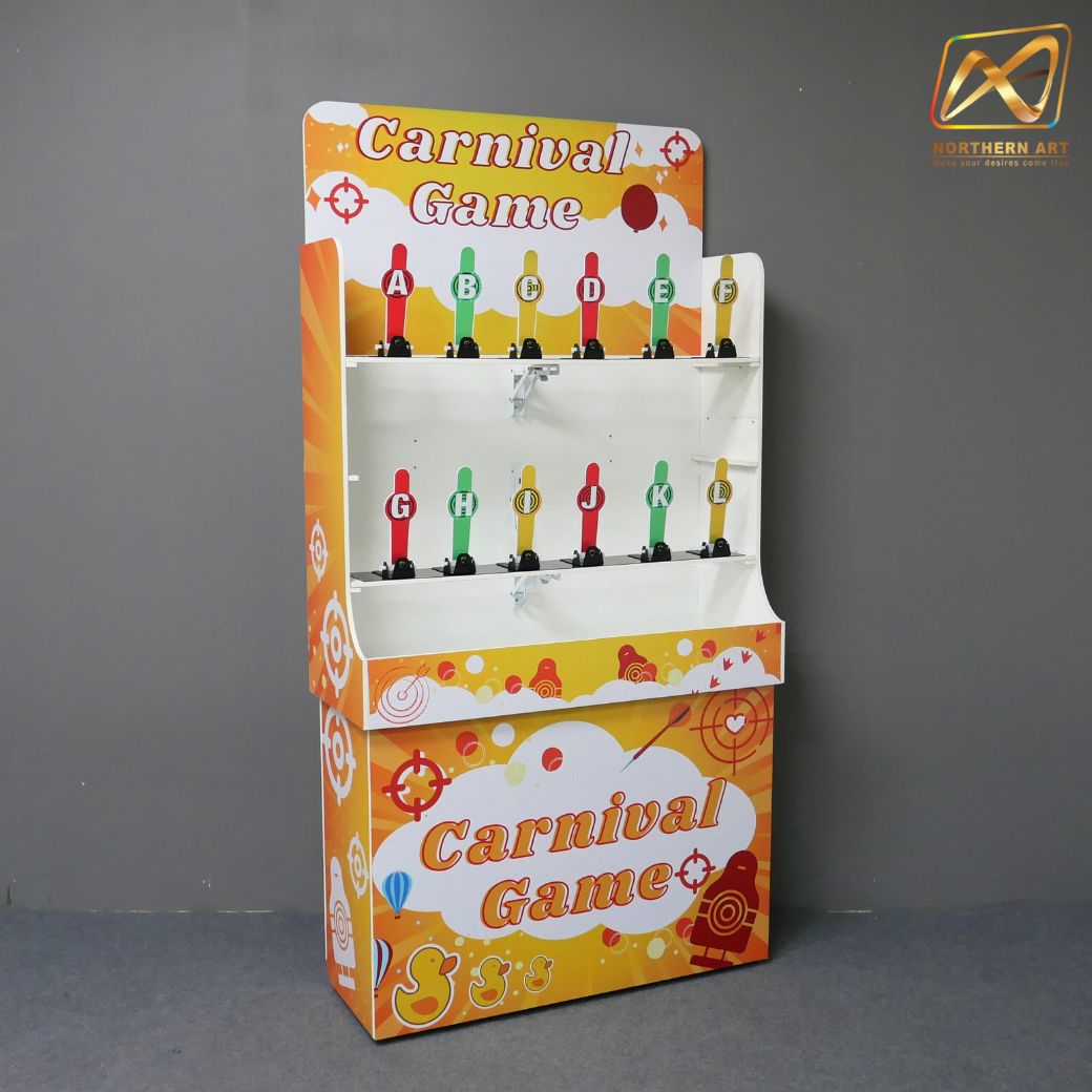 เช่าเกมส์ยิงเป้าเหล็ก ขนาด (W) 90 x (L)36 x (H)180 cm. พร้อมเป้าเหล็ก 12 อัน ปืน 2 กระบอก กระสุนโฟม 20 นัด