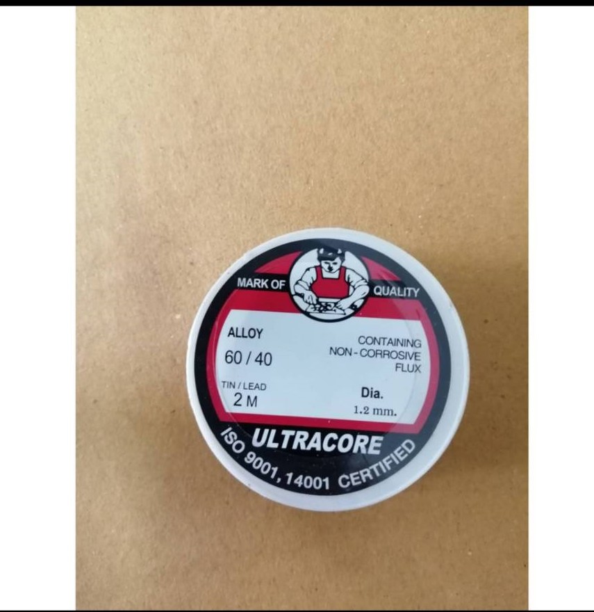 0000054 ลวดเชื่อม ตะกั่ว บัดกรี แบบม้วน ขนาดเส้น ผ่าศูนย์กลาง1.2 มม Ultracore Alloy 60/40