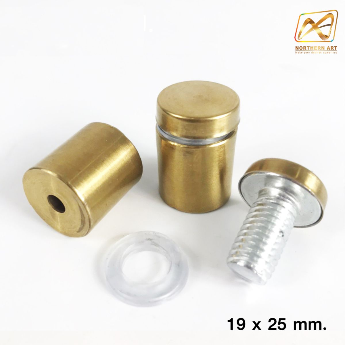 หมุดลอยสแตนเลส สีทอง ยึดกรอบภาพอะคริลิค หรือหมุดยึดกระจก (สั่งขั้นต่ำ 12 อัน)