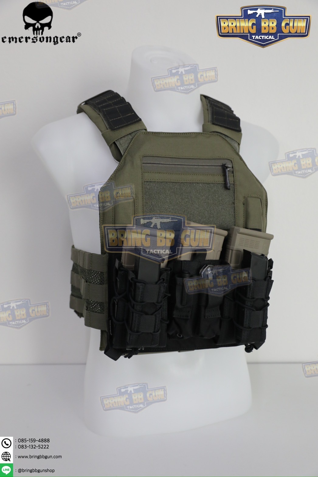 เพ้าแม็กกาซีน5.56พร้อมเพ้าแม็กกาซีนปืนสั้น ระบบ Velcro Front Panel ขนาดก้ามปู 3cm.ยี่ห้อ Emerson (Attacker Panel for 420) (Velcro Front Panel)