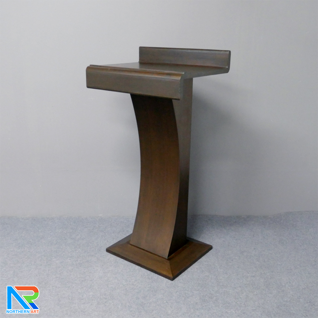 โพเดียมไม้ สีโอ๊ค ทรงโมเดิร์น TOPตรง ขนาด (W)55.5 x (L)42 cm. สูง 111 cm.