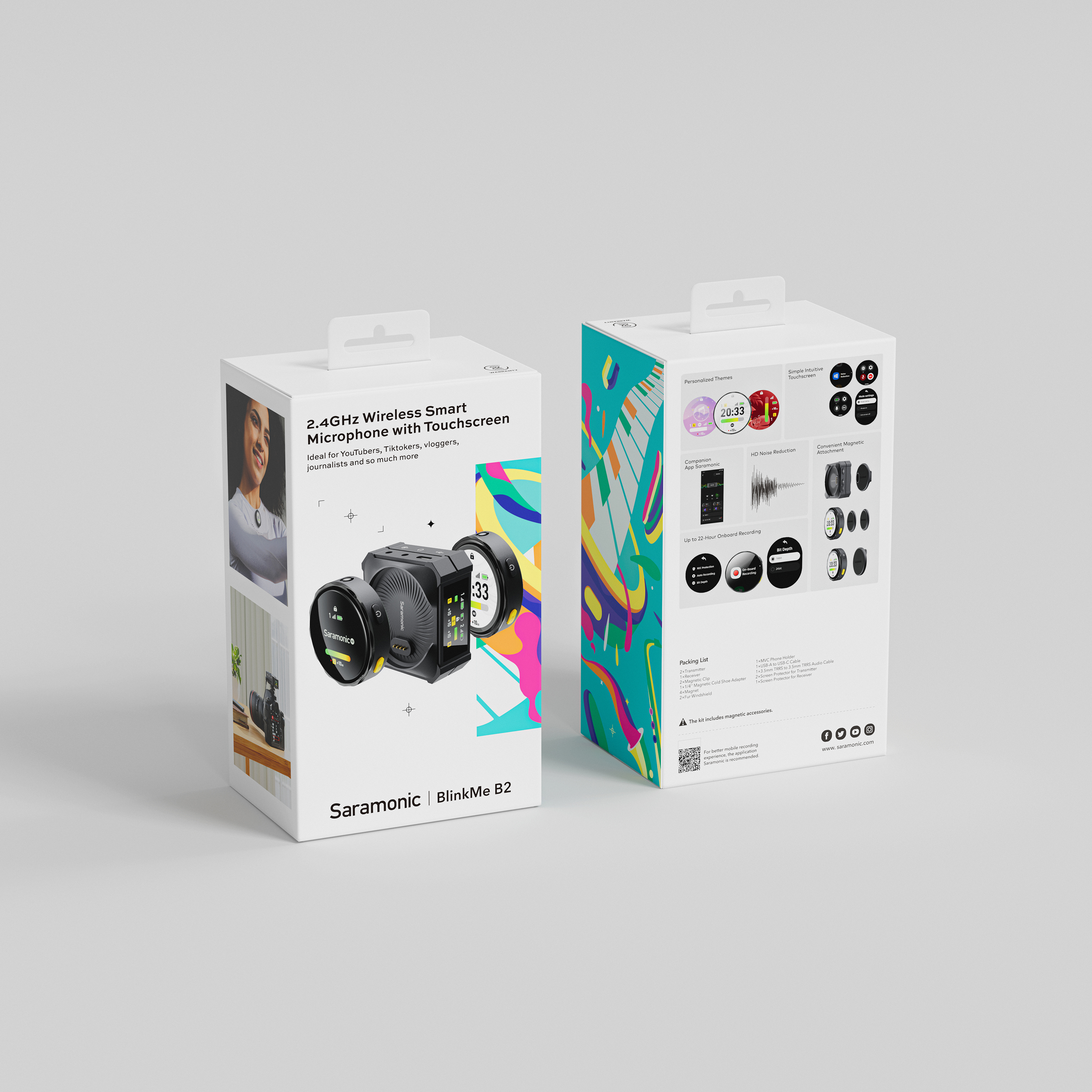 Saramonic BlinkMe B2 2.4GHz ไมโครโฟนไร้สายจอทัชสกรีน