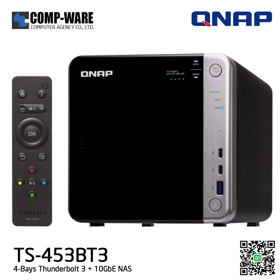 QNAP NAS (4-Bay) TS-453BT3 (8GB RAM) Thunderbolt 3 + 10GbE NAS
