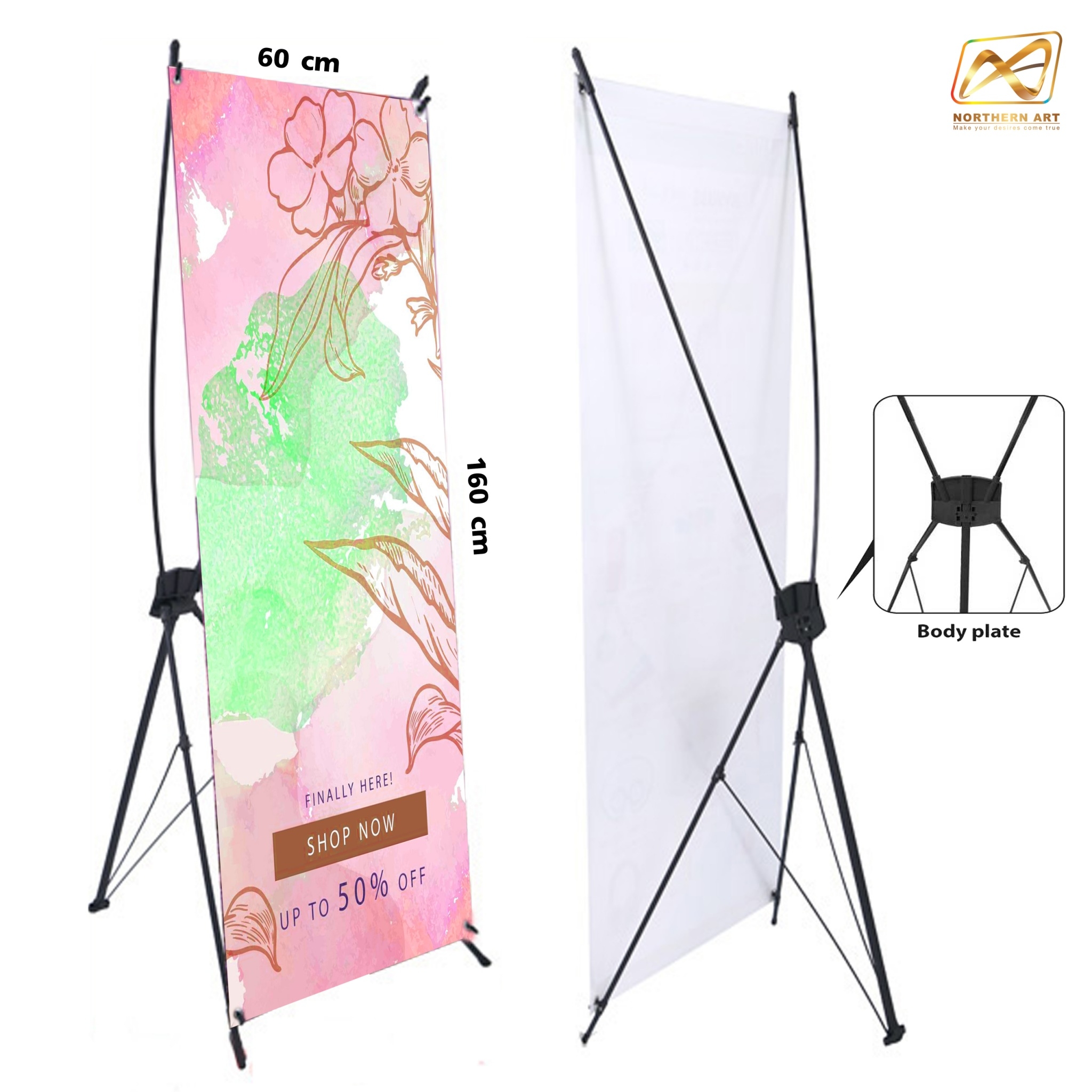 X STAND เอ๊กซ์สแตน รุ่นเกรด A ขนาด 60x160 ซม. โครงเหล็กสีดำ แข็งแรง ทนทาน ถอดประกอบได้ แถมถุงใส่อึปกรณ์ 1 ใบ