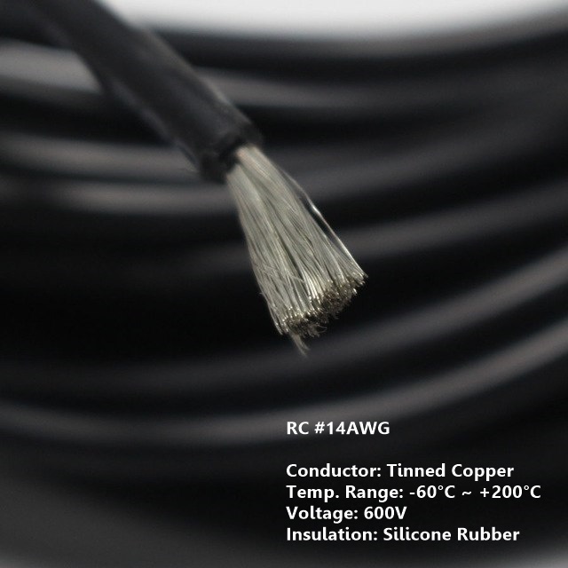 14AWG สายไฟซิลิโคน Silicone Rubber Wire Solar Cable สีดำ 1 เมตร