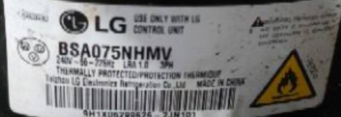 0000918 คอมเพรสเซอร์ ตู้เย็น คอม ตู้แช่ รุ่น BSA075NHMV น้ำยา R600a