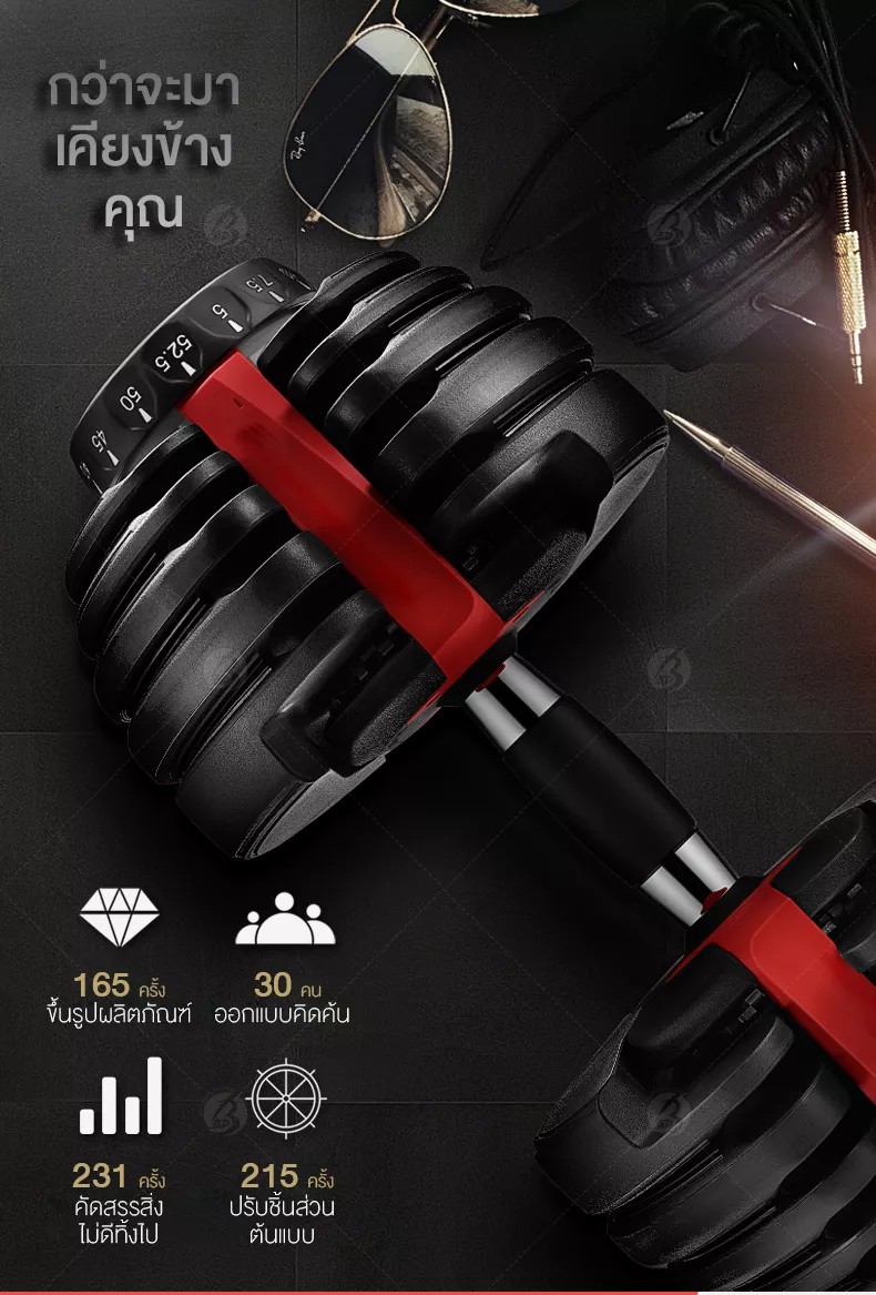 พร้อมส่ง ส่งฟรี Home Gym Fit ดัมเบลเปลี่ยนน้ำหนัก Mask1แผ่นเหล็กพรีเมี่ยม ทนทาน ปรับเปลี่ยนน้ำหนักสูงสุด 24 Kg