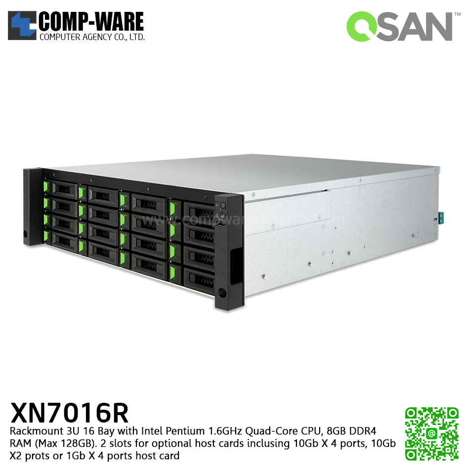 QSAN (16 Bays) XCubeNAS XN7016R (8GB RAM) Rackmount 3U NAS Storage , No HDD