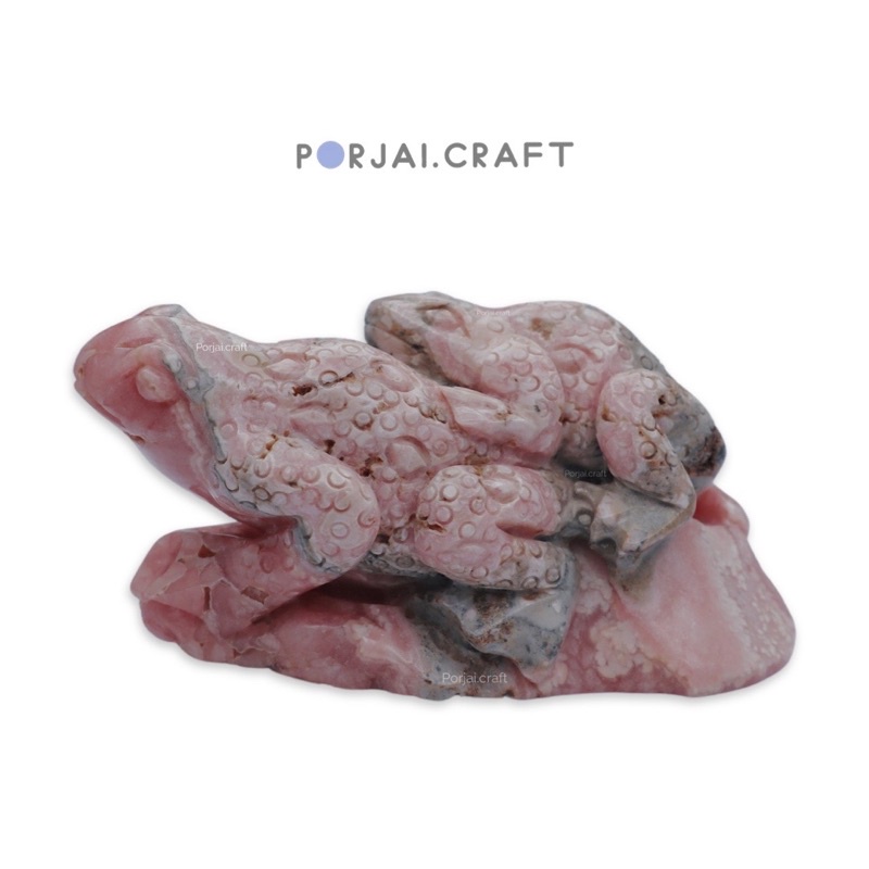 Rhodochrosite frogs carving โรโดโครไซต์แกะสลักกบ