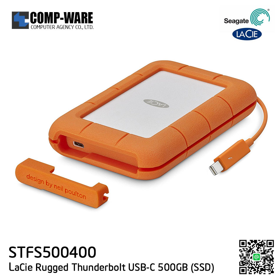 Seagate LaCie 500GB Rugged Thunderbolt USB-C SSD Portable Hard Drive STFS500400