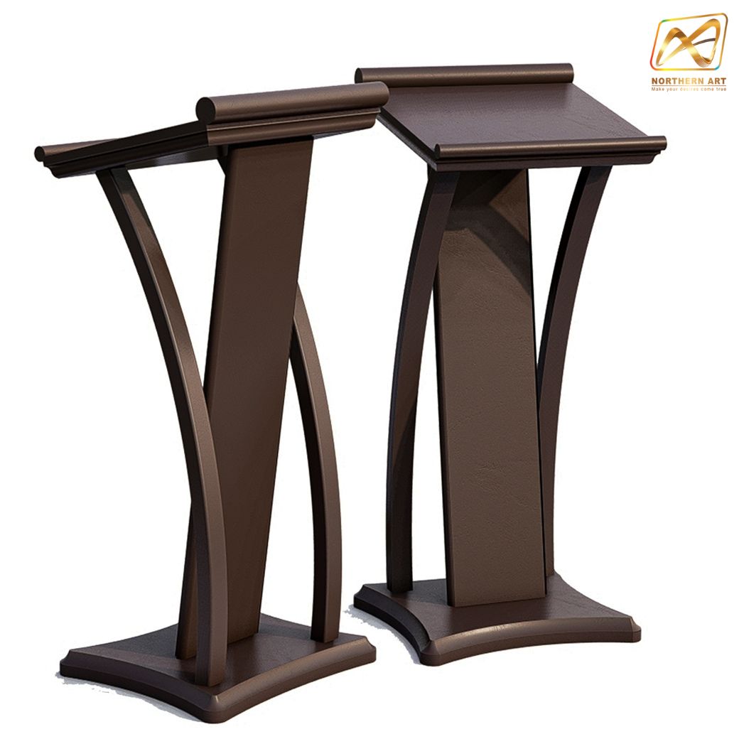 โพเดียมไม้ ขนาดTOP (W) 45 x (L) 50 cm.สูง 120 ซม.ตกแต่งไม้โค้งด้านข้าง สวยคลาสสิค พร้อมจัดส่งทั่วไทย