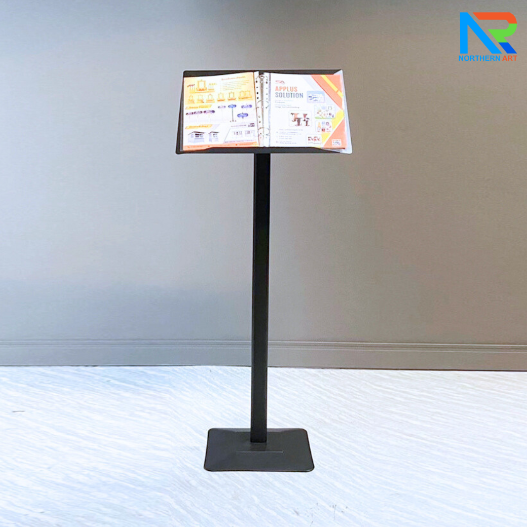 เมนูสแตนด์ สีดำ ขนาด A3 วัสดุเหล็กพ่นอบสีอุตสาหกรรม ถอดประกอบได้ พร้อมห่วงใส่เอกสาร ถอดออกได้