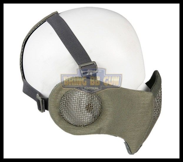 หน้ากากตะแกรงครึ่งหน้า รุ่นแก้มผ้ามีที่ปิดหู