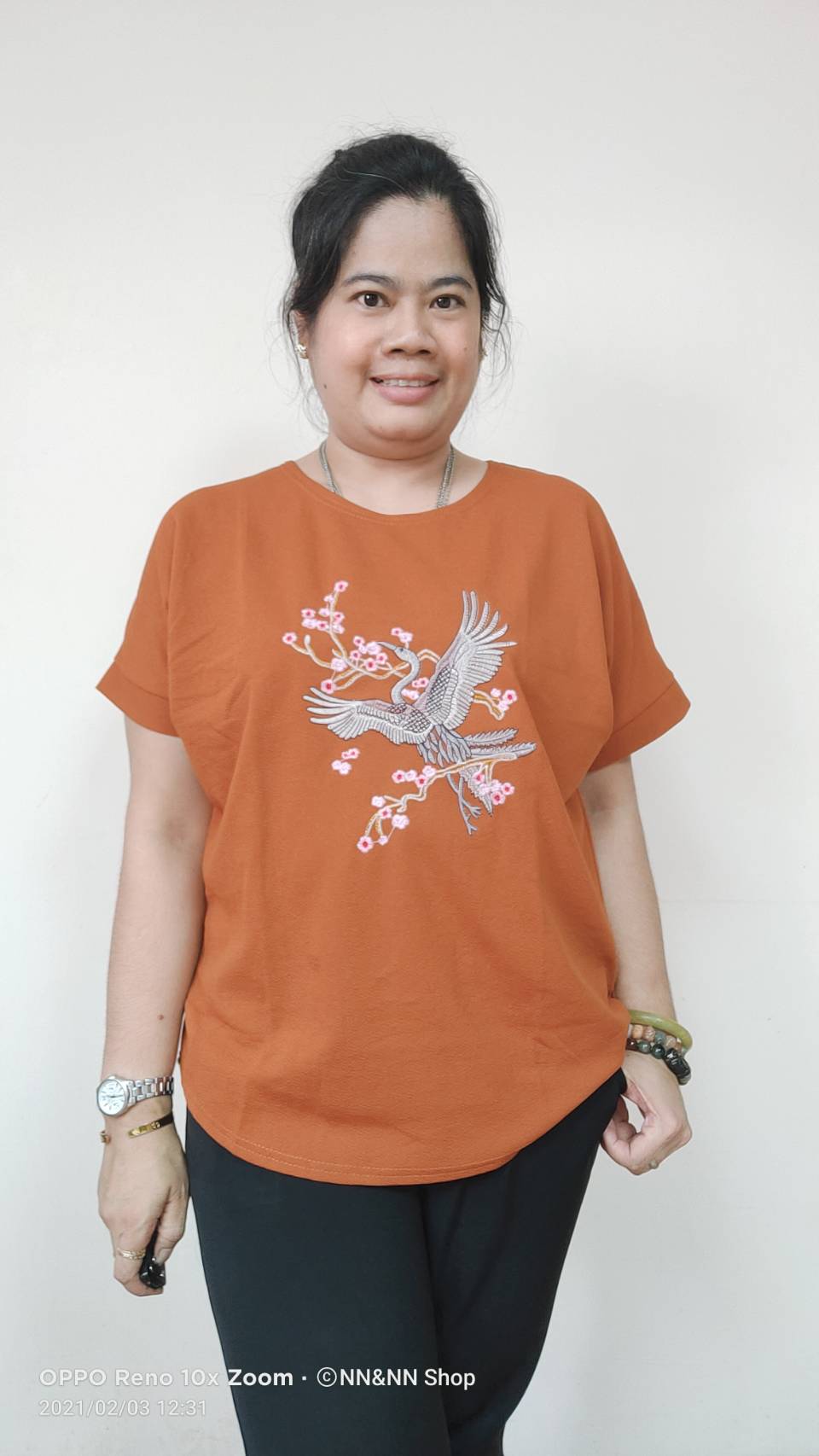 NNandNN Shop 12 0005 เสื้อยืดคอกลม มีปัก สีพื้น 48" 5XL