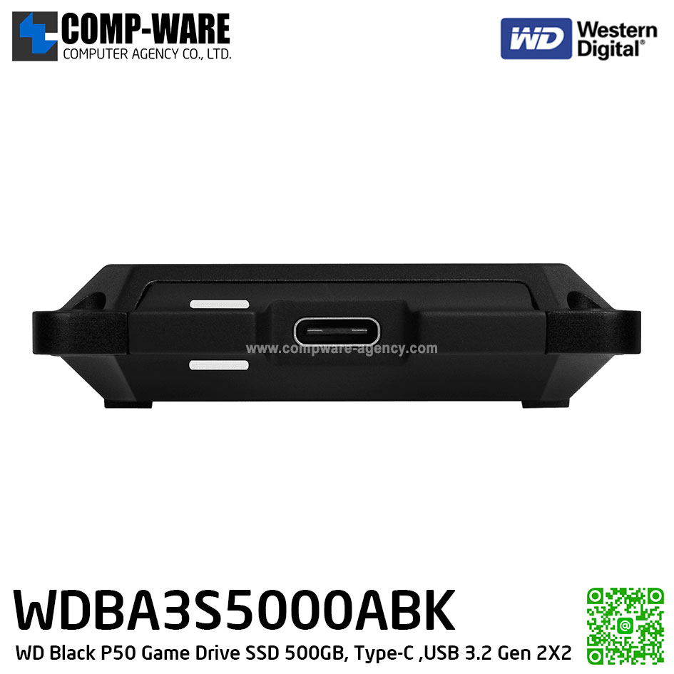 WD Black P50 Game Drive SSD 500GB, Type-C ,USB 3.2 Gen 2X2, Speed up to 2,000 MB/s [ External SSD เอสเอสดีพกพา M.2 ] WDBA3S5000ABK-WESN รับประกัน 5 ปี