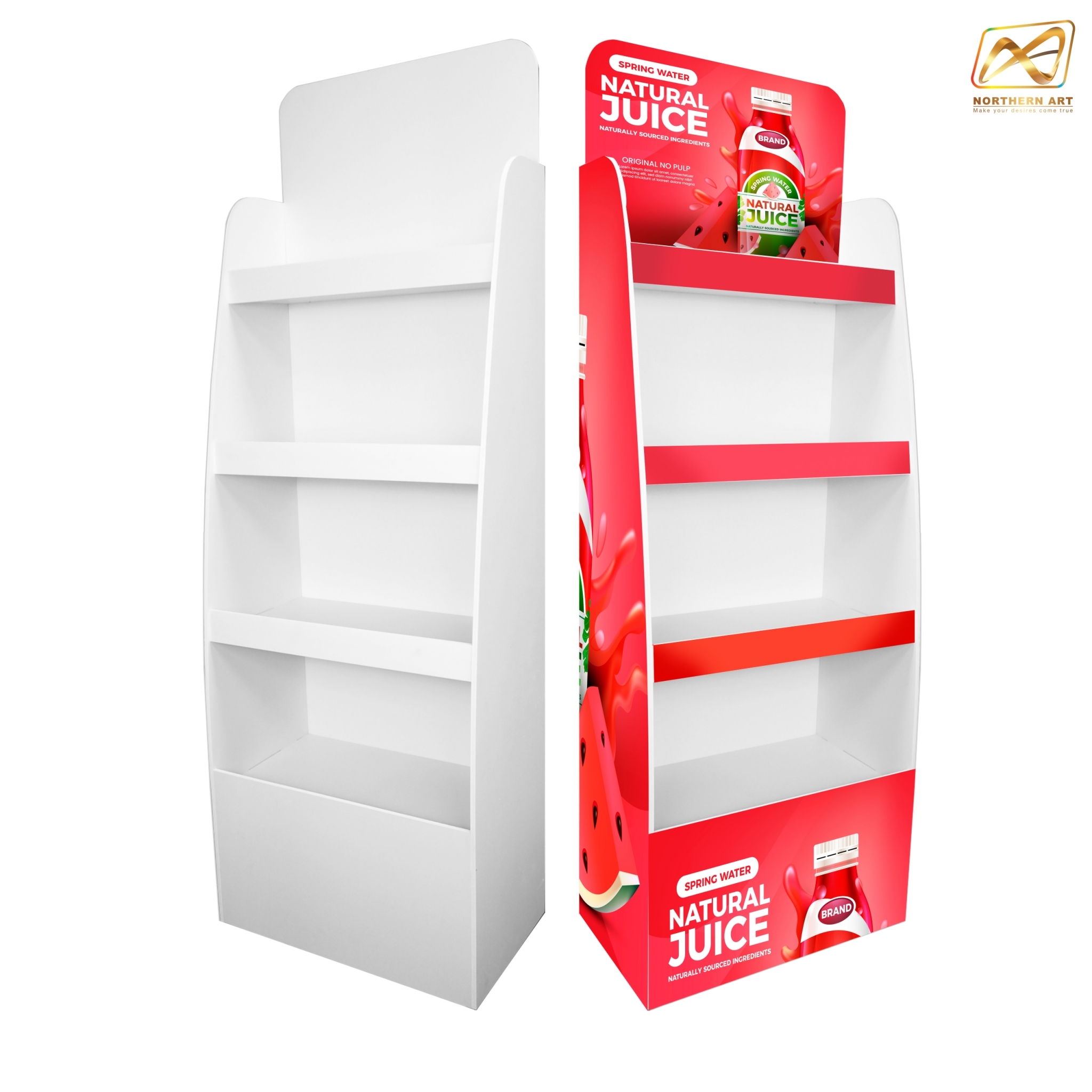 ชั้นวางสินค้าพลาสวูด 4 ชั้น รุ่น PW-24 ขนาด (W)51 x (D)30 x (H)150 ซม. พลาสวูดหนา 8 มม.พร้อมงานพิมพ์สติ๊กเกอร์