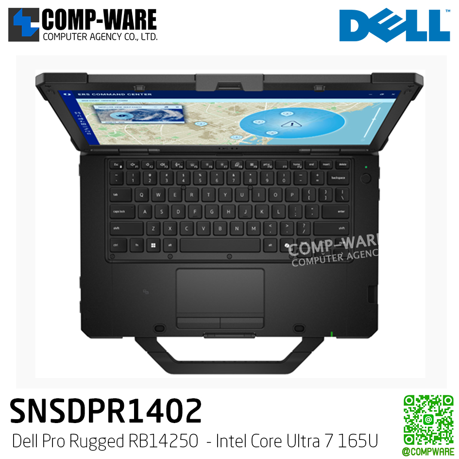 Dell Pro Rugged RB14250 (SNSDPR1402) - Intel Core Ultra 7 165U / 16GB (2x8GB) / 256GB SSD M.2 / Intel Iris Xe Graphics / 14" Touch, FHD 1920x1080, 60Hz / Windows 11 Pro / 3Yr Pro Support