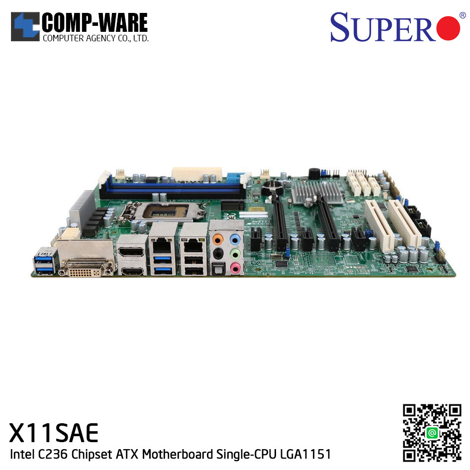 Supermicro X11SAE Intel C236 Chipset ATX Server/Workstation Motherboard Single-CPU LGA1151 (สินค้ารับประกัน 1 เดือน)