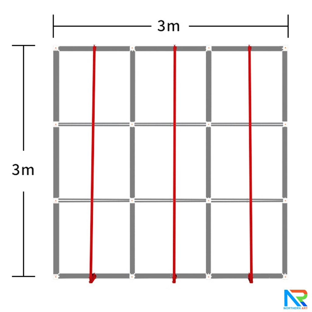 VINYL BACKDROP OUTDOOR แบคดรอบไวนิล รุ่น 3x3 ขนาด (W)200-300 x (H)200-300 cm. โครงอะลูมิเนียมพร้อมขาค้ำยัน ถอดประกอบได้ เหมาะกับงานภายนอกอาคาร