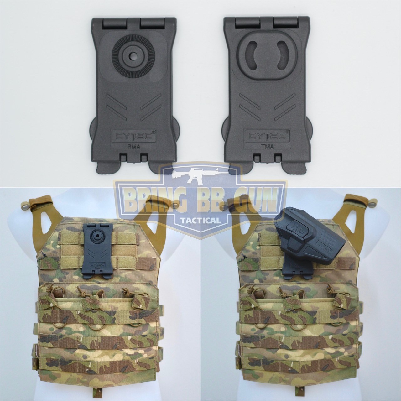 เพลตร้อยเสื้อเกราะ-เข็มขัดแบบระบบ Molle ยี่ห้อ Cytac (Molle Attachment Cytac) (Molle Attachment)