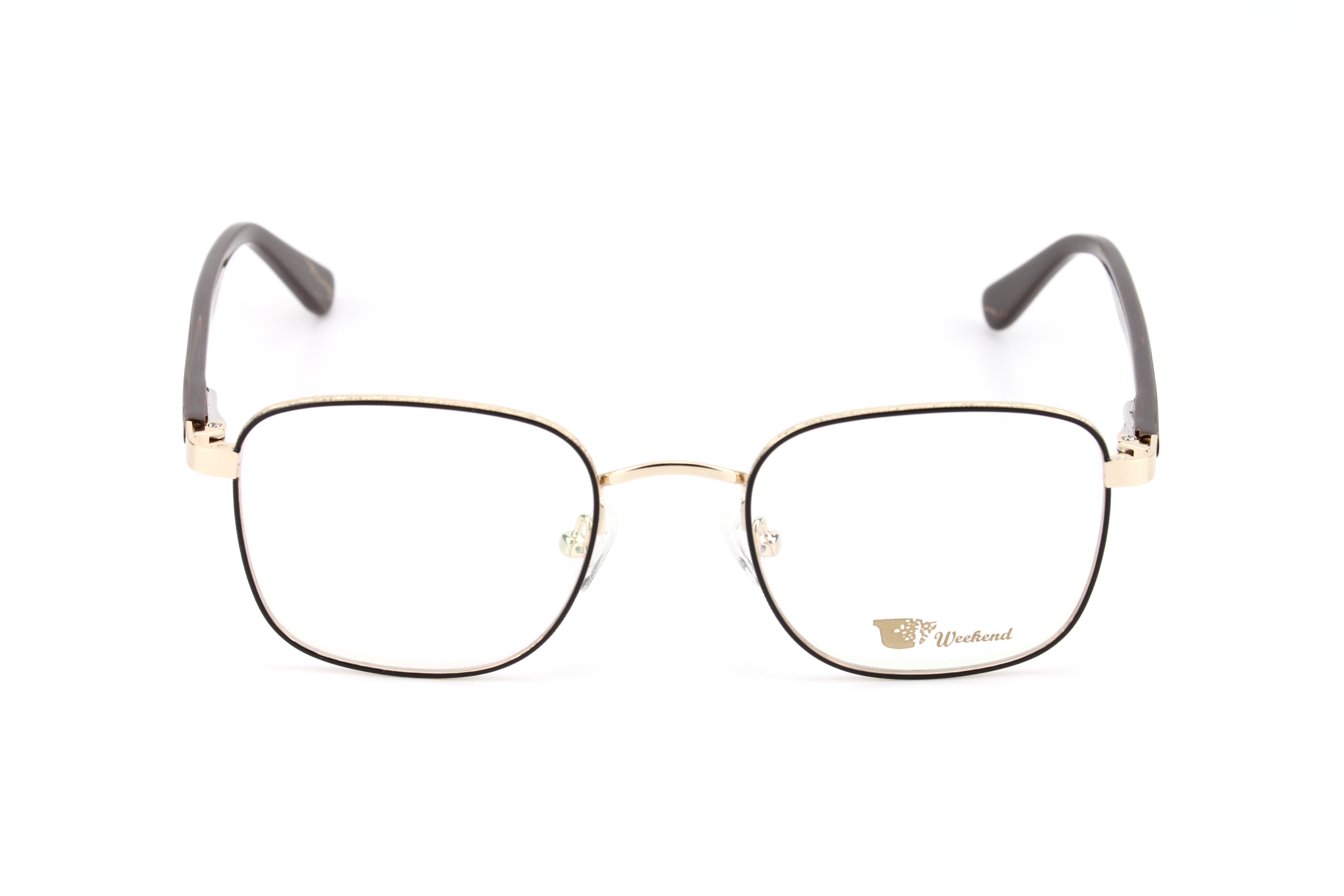 กรอบแว่นสายตาพร้อมคลิปกันแดด Weekend Square Gold