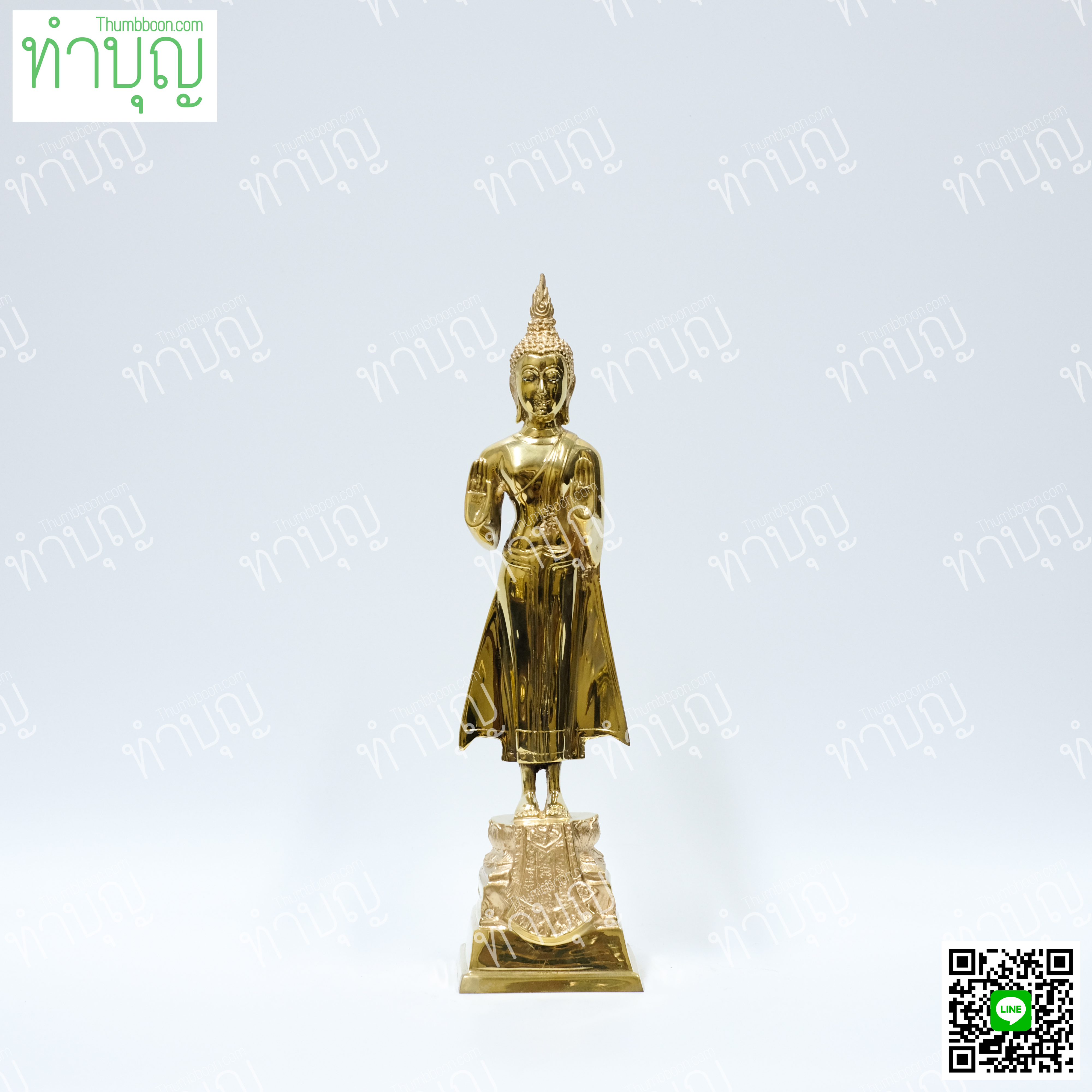 พระประจำวันจันทร์ (ปางห้ามญาติ) 5" ทองเหลือง
