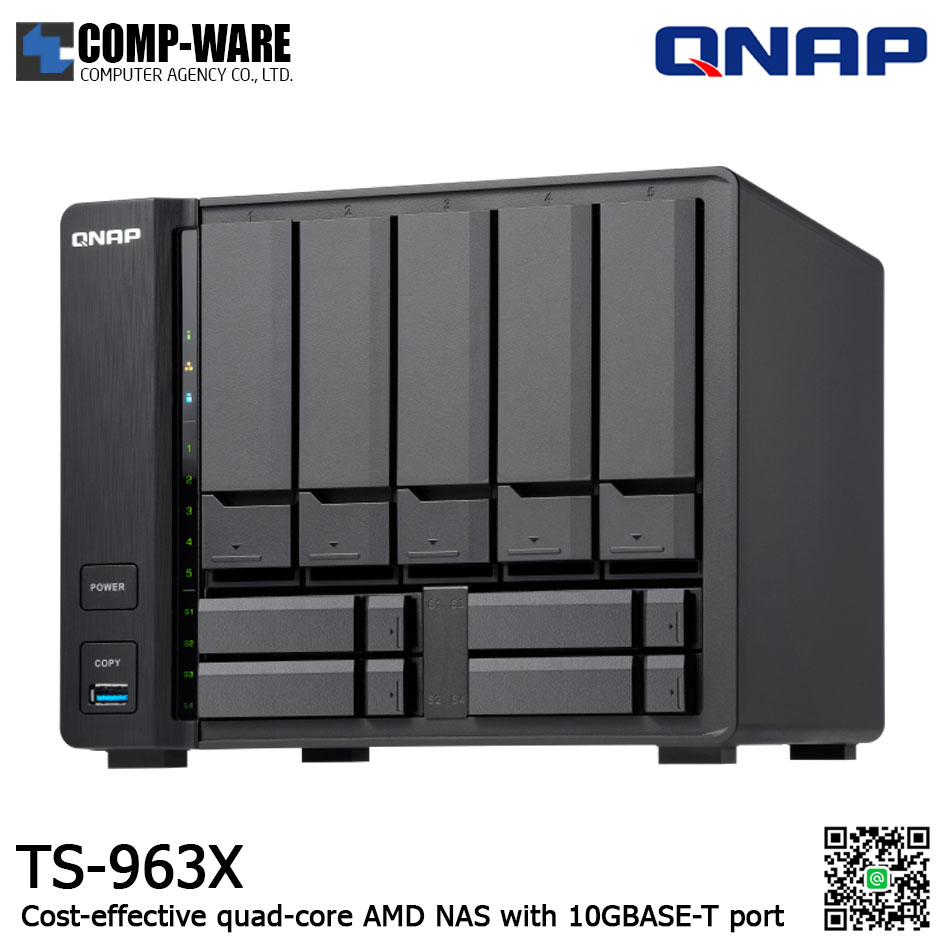 QNAP NAS (9-Bay) TS-963X (8GB RAM up to 16GB) AMD GX-420MC 2.0 GHz Quad-Core , No HDD