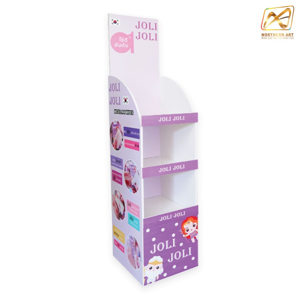 ชั้นวางสินค้าพลาสวูด ขนาด (W)30 x (D)35 x (H)140 ซม. พร้อมงานพิมพ์ พลาสวูดหนา 8 มม.