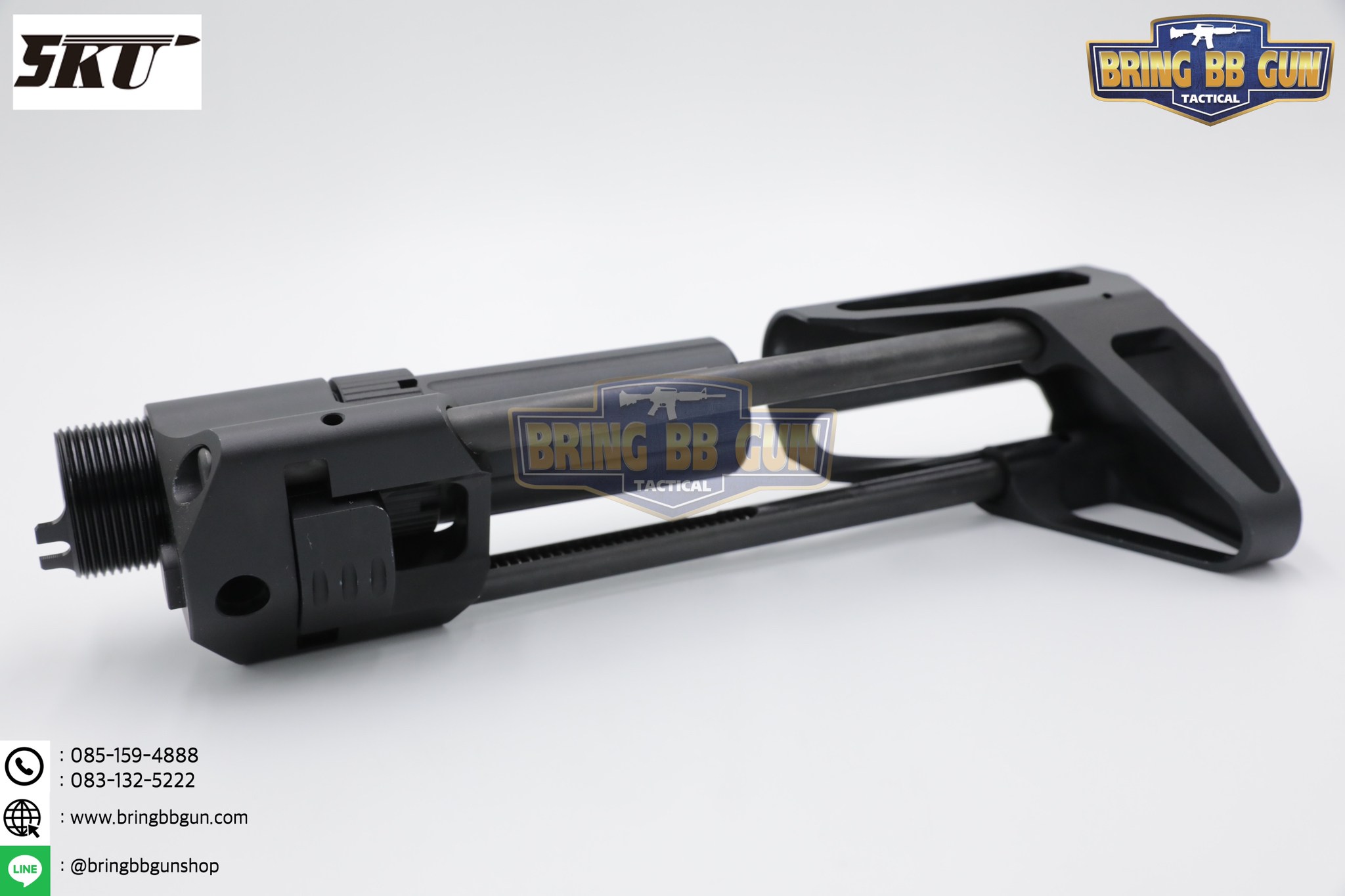 พานท้าย PDW RETRACTABLE ยี่ห้อ 5KU (พานท้าย PDW สำหรับปืนระบบแก็สที่มีลุกบัฟเฟอร์-สปริงบัฟเฟอร์)