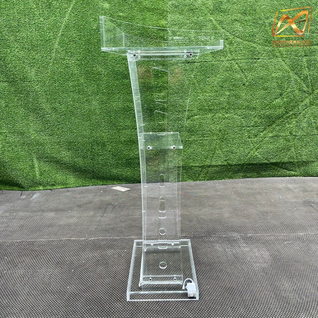 โพเดียมอะคริลิค เรืองแสงLED เปลี่ยนสีได้ พร้อมรีโมท TOP ตรง ขนาด (W) 60 x (L) 40 x (H) 113 ซม.