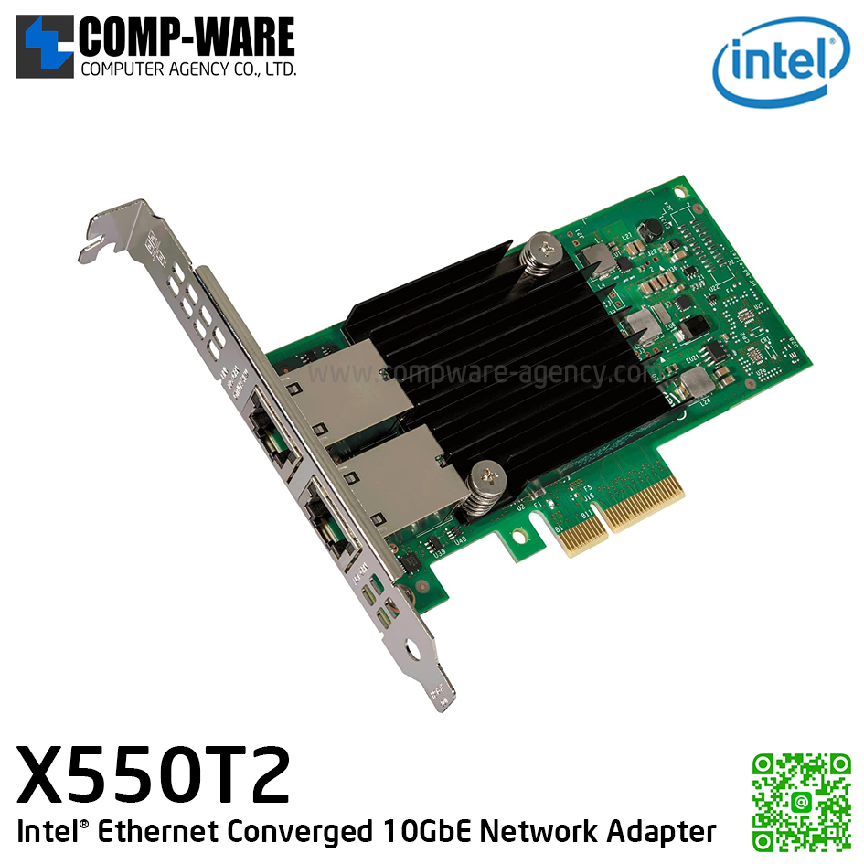 5 x Intel Ethernet Converged Network Adapter X550-T2 (2-Port) RJ-45 Connector X550T2BLK รับประกัน 3ปี แบบBLK // สั่งซื้อขั้นต่ำ 5 unit