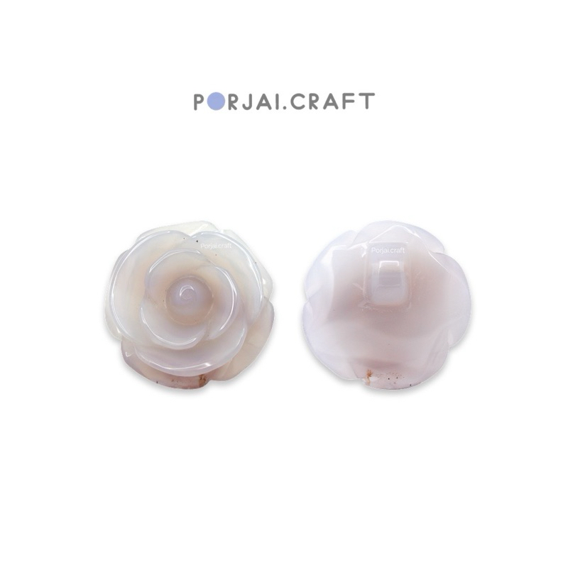 Grey Agate Rose Shank Button Bead ลูกปัดดอกกุหลาบอาเกต 40mm