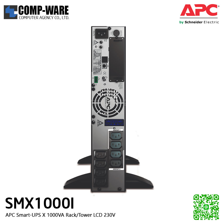 APC SMX Series Smart-UPS X 1000VA Rack/Tower convertible,LCD ,230V , SmartSlot สำหรับใส่ network card (Option) รองรับbattery pack สูงสุด 10 pack APC-SMX1000I