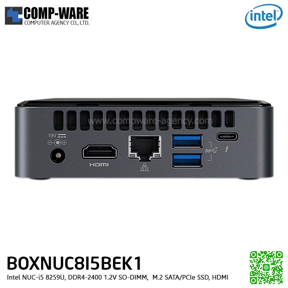 Intel NUC8I5BEK1 Mini PC NUC Slim Kit - Intel NUC-i5 8259U, DDR4-2400 1.2V SO-DIMM, M.2 SATA/PCIe SSD, HDMI BOXNUC8I5BEK1