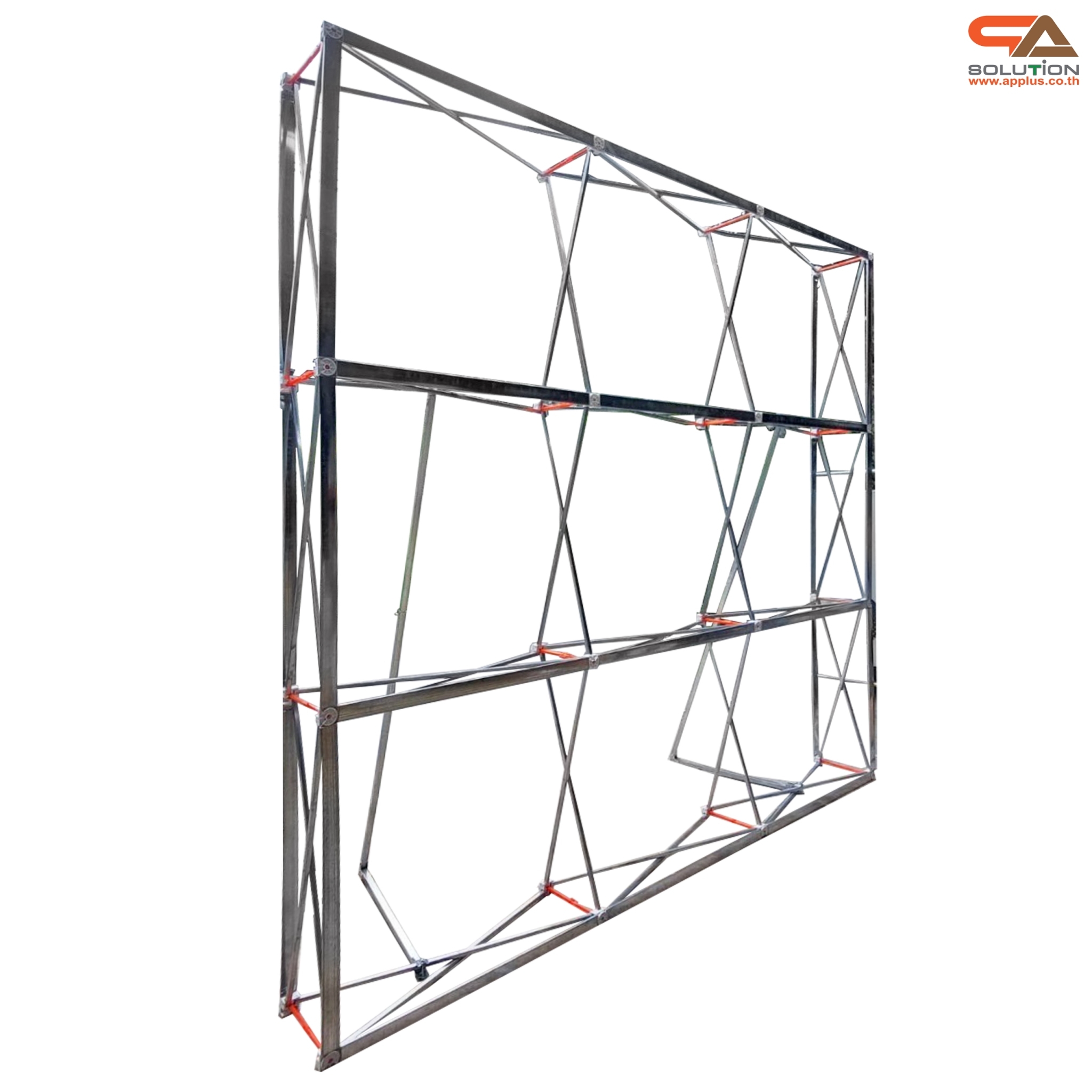 VINYL BACKDROP OUTDOOR แบคดรอบไวนิล รุ่น 3x3 ขนาด (W)200-300 x (H)200-300 cm. โครงอะลูมิเนียมพร้อมขาค้ำยัน ถอดประกอบได้ เหมาะกับงานภายนอกอาคาร