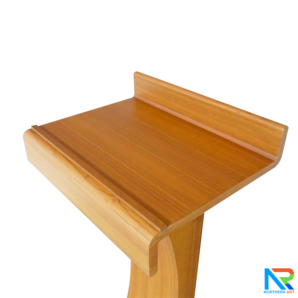 โพเดียมไม้ สีสัก ทรงโมเดิร์น TOPตรง ขนาด (W)55.5 x (L)42 cm. สูง 111 cm.