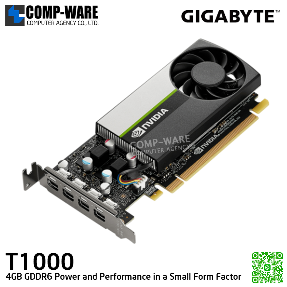 Gigabyte NVIDIA T1000 (4GB GDDR6) Workstation Graphics Card for creating, editing, and viewing 2D and 3D models and video รับประกัน 3ปี