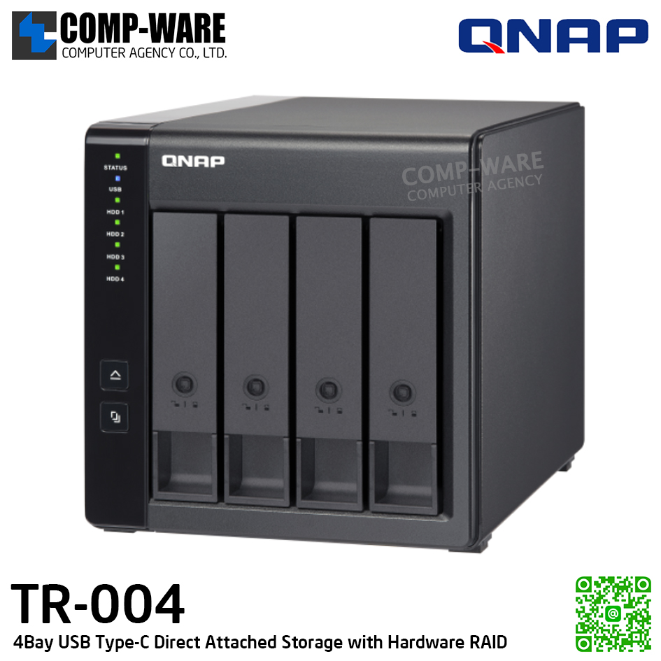 QNAP (Tower 4-Bay) TR-004 / 4 x 2.5"/3.5" SATA 6Gbps / 65W Adapter / 2Y Warranty / No HDD - Expansion Enclosure
