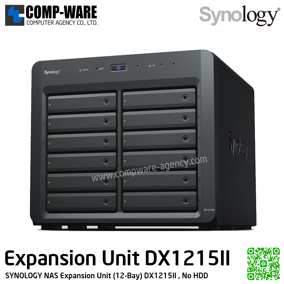 Synology Expansion Unit (12-Bay) DX1215II / No HDD / 5 Year Warranty